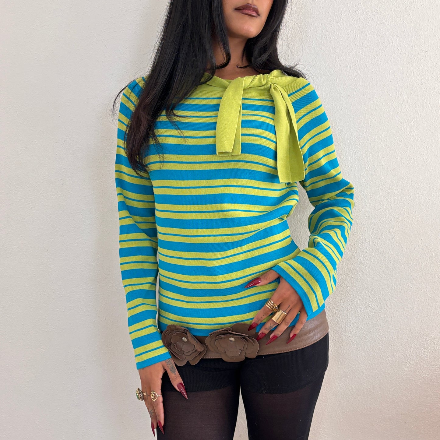 Striped blue/green jumper - M