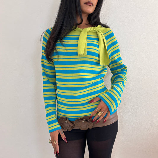 Striped blue/green jumper - M