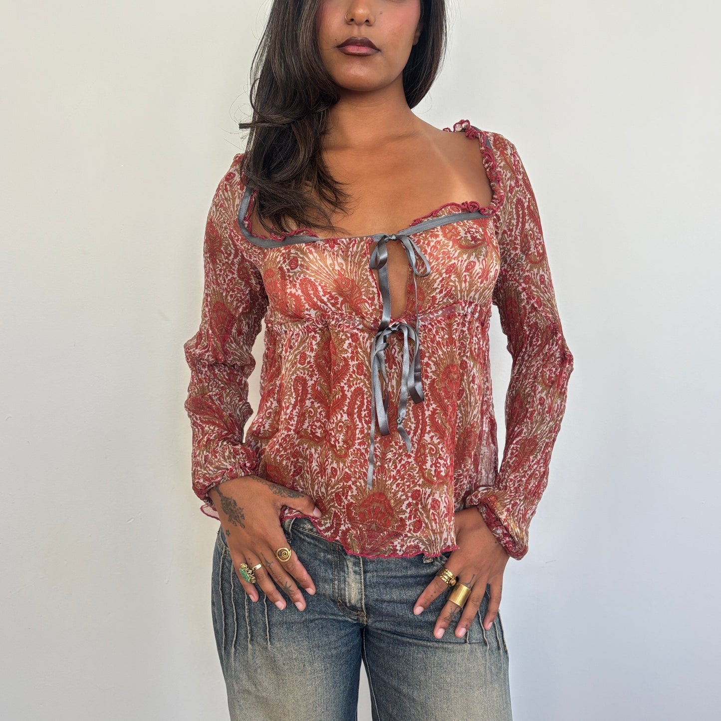 Italian silk long sleeve - M