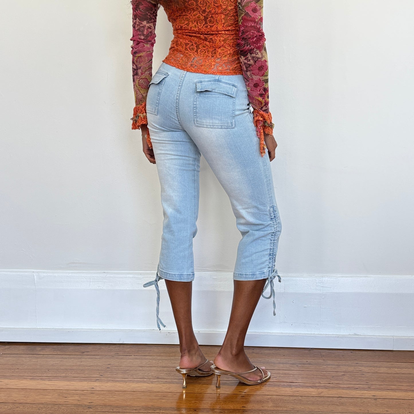 Ruched denim capris - XS