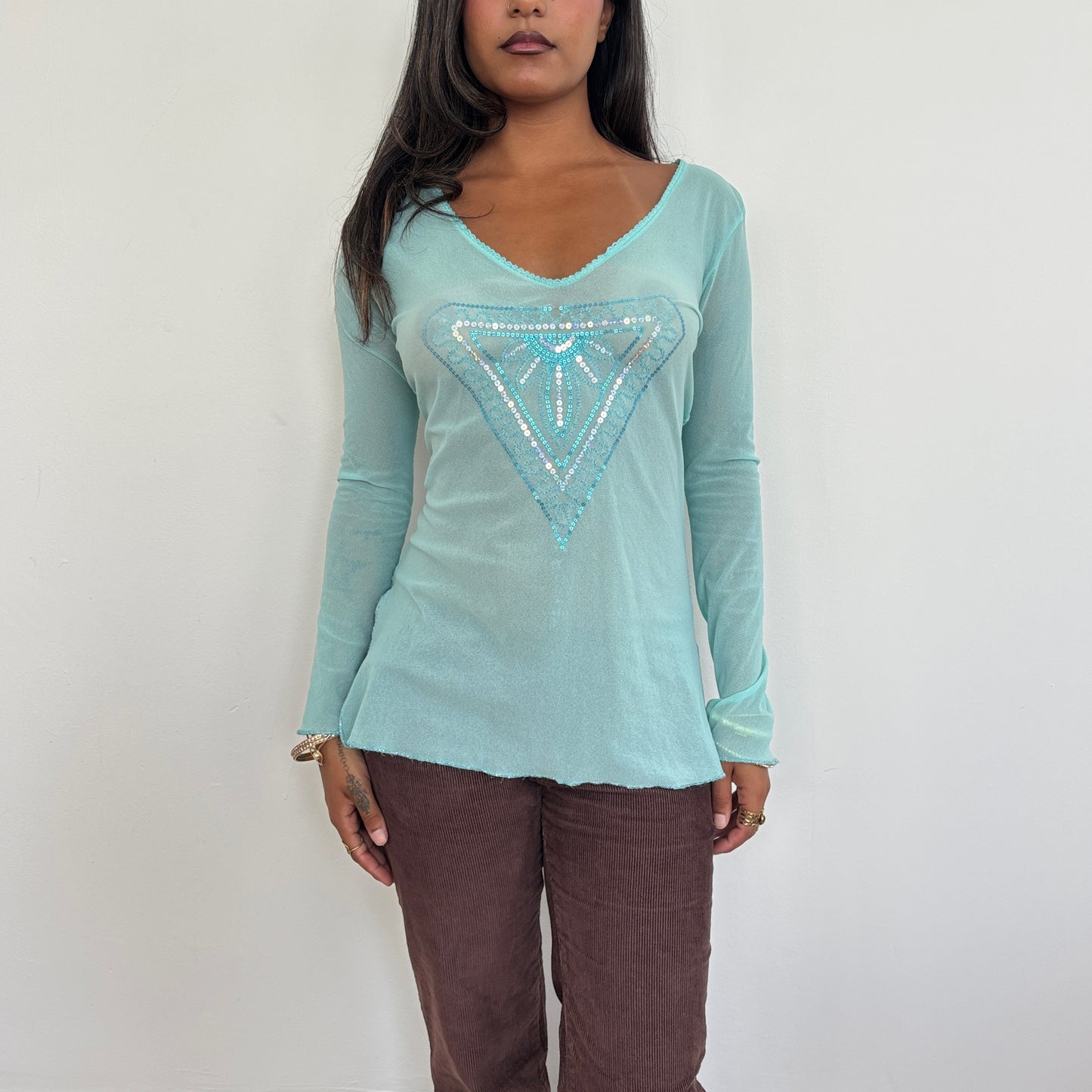 Italian aqua top - S