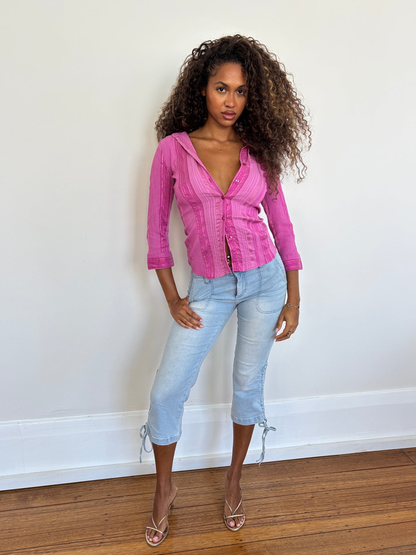 Ruched denim capris - XS