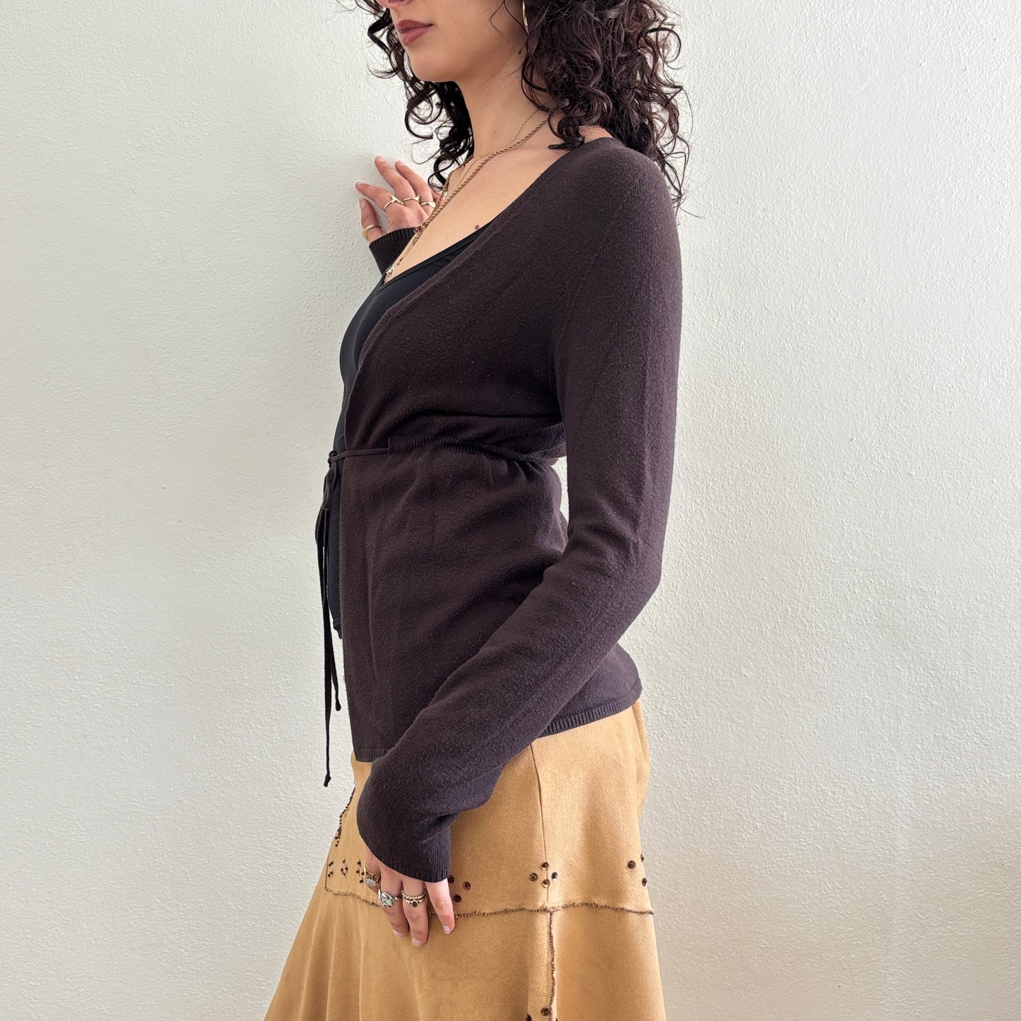 Brown knit cardigan - S/M