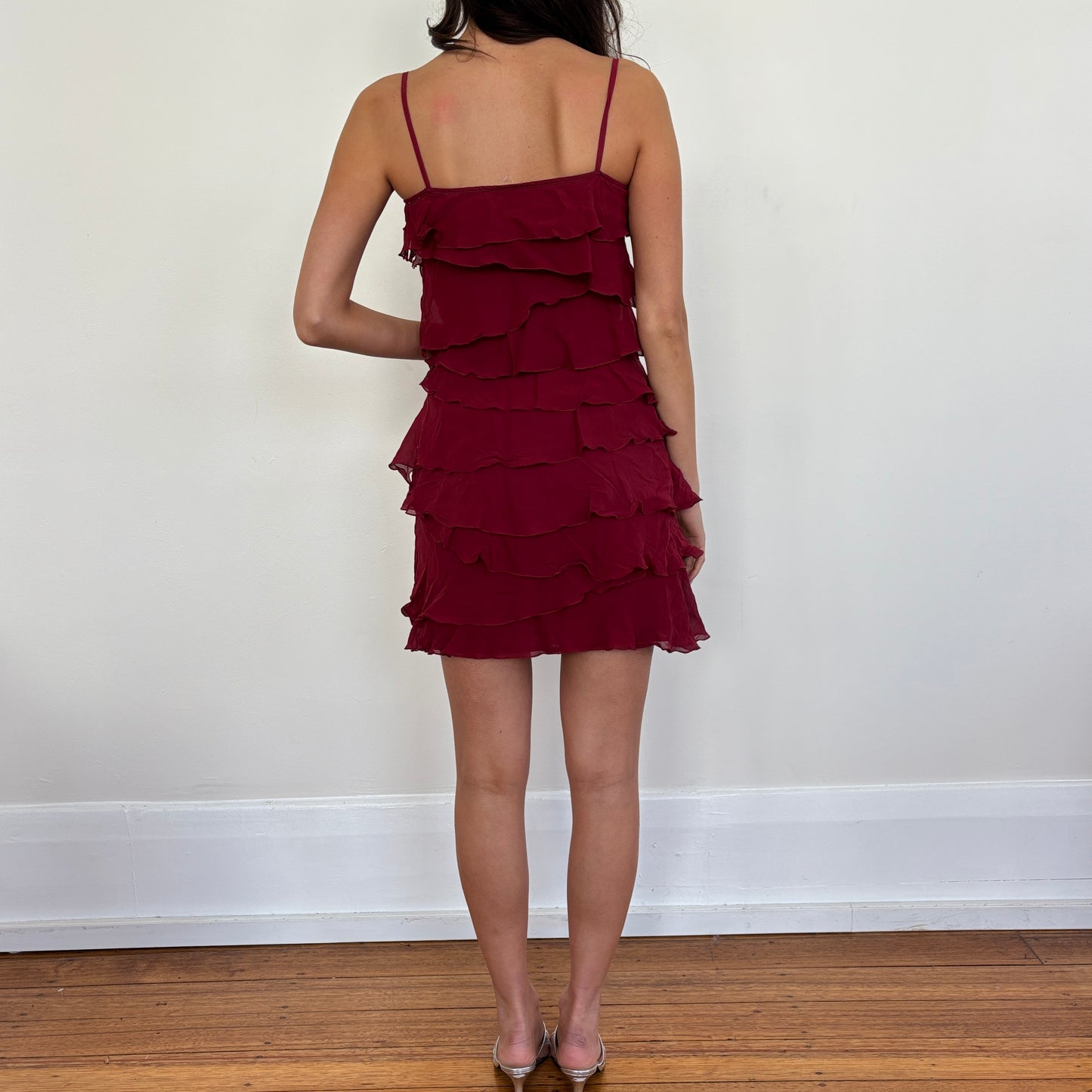 Italian silk ruffle dress - S/M