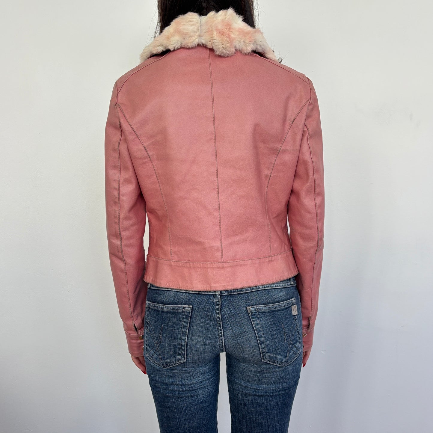 Italian pink leather jacket - S/M