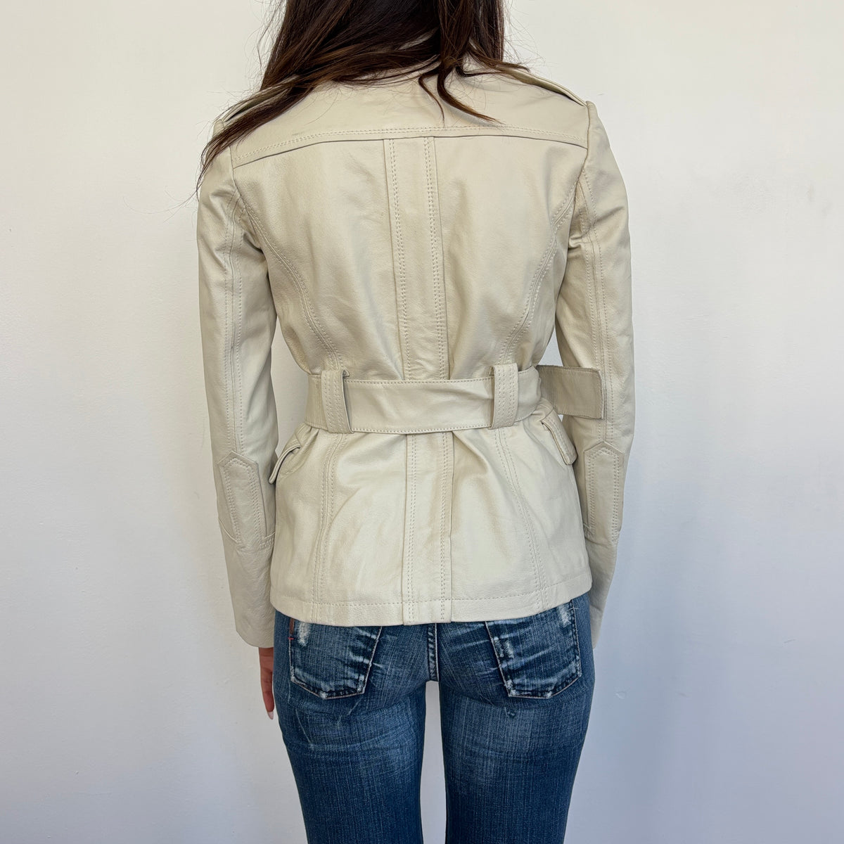 Beige leather jacket - S/M