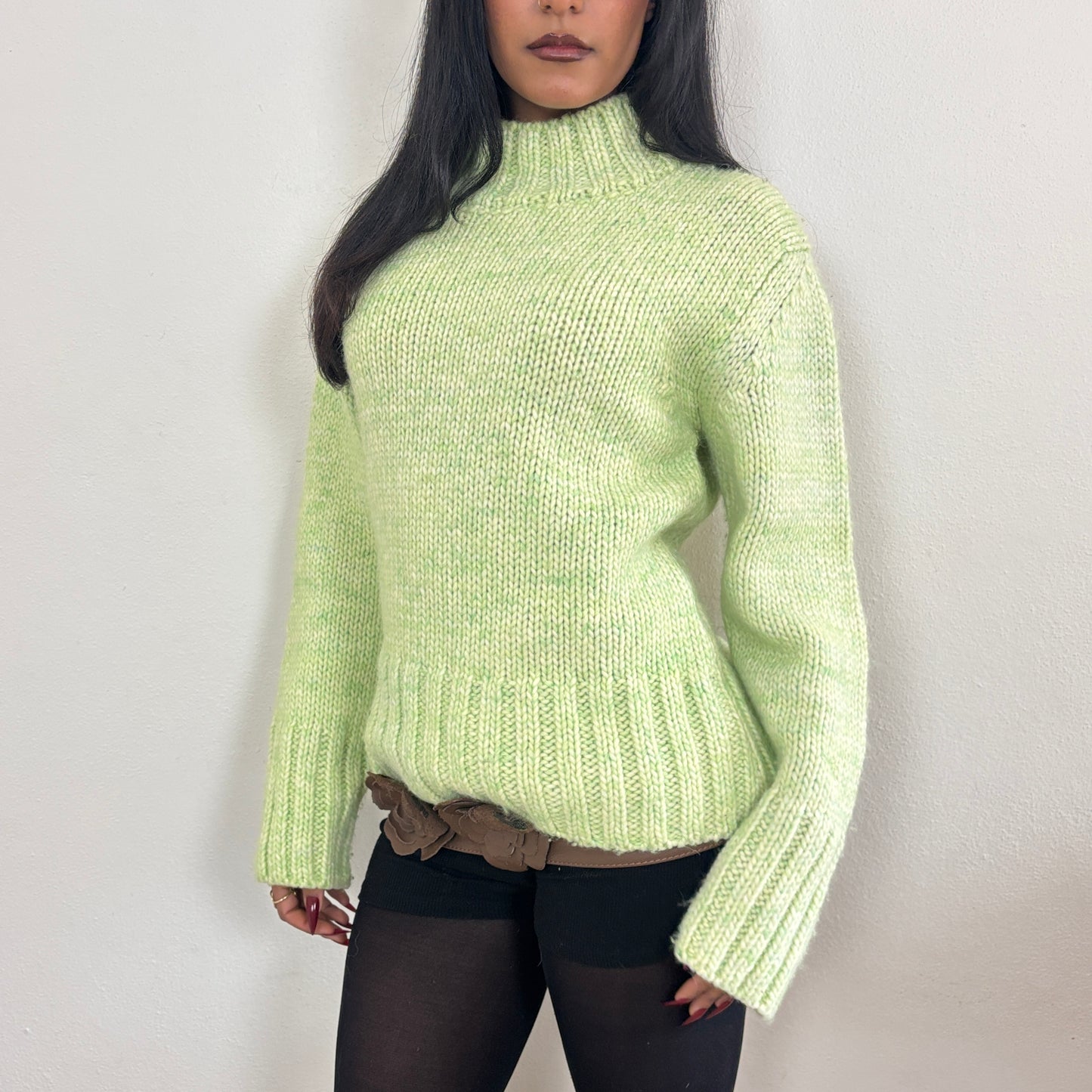 Green wool jumper - S/M
