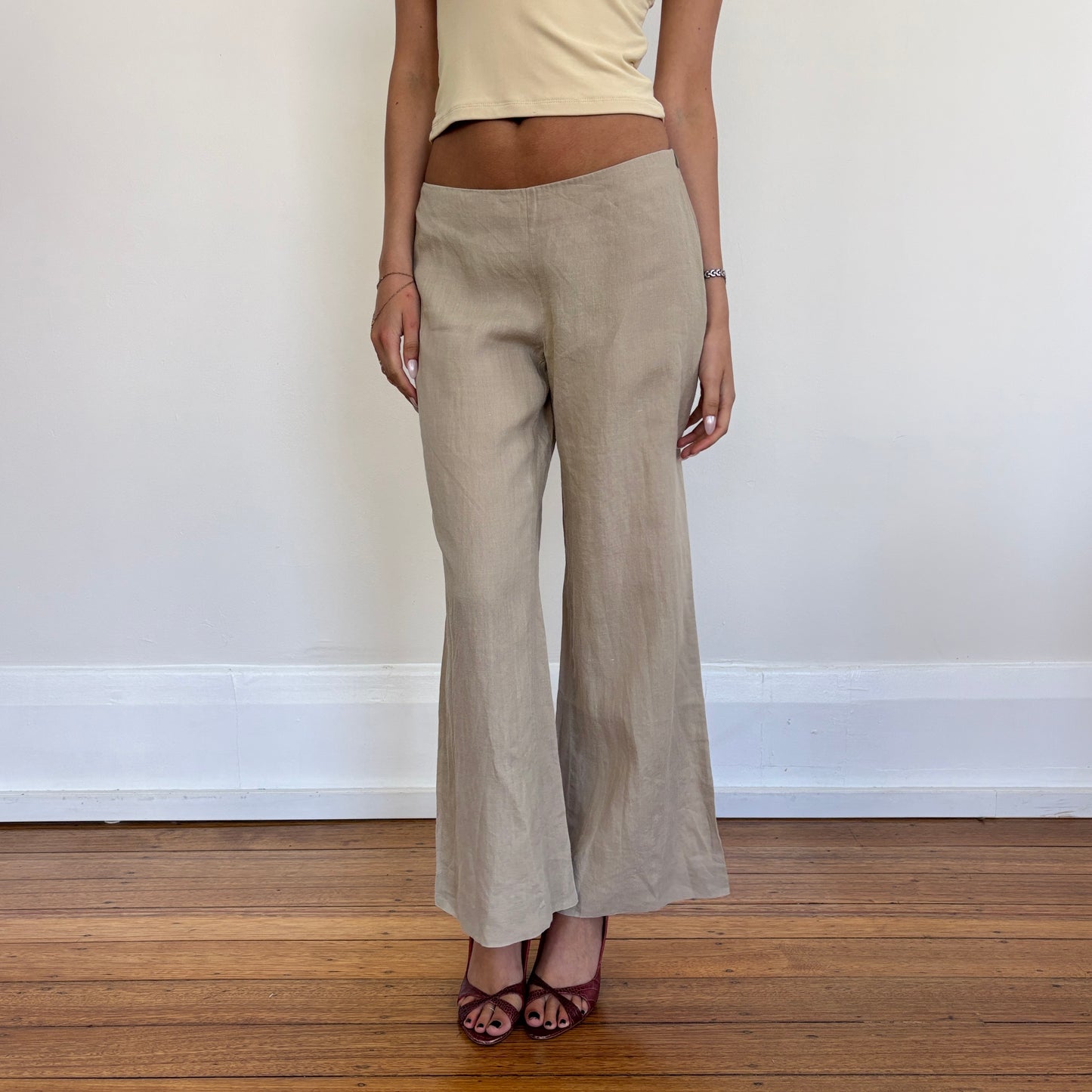 Italian low rise beige pants - XS/S