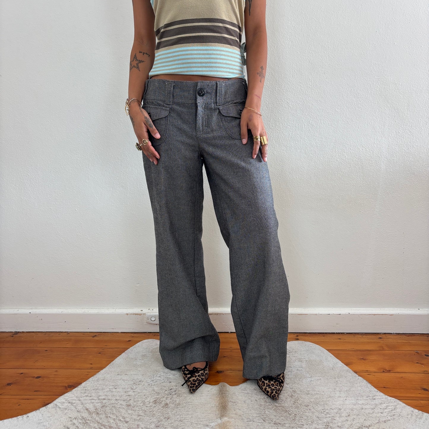 'Esprit' grey wide leg pants - S