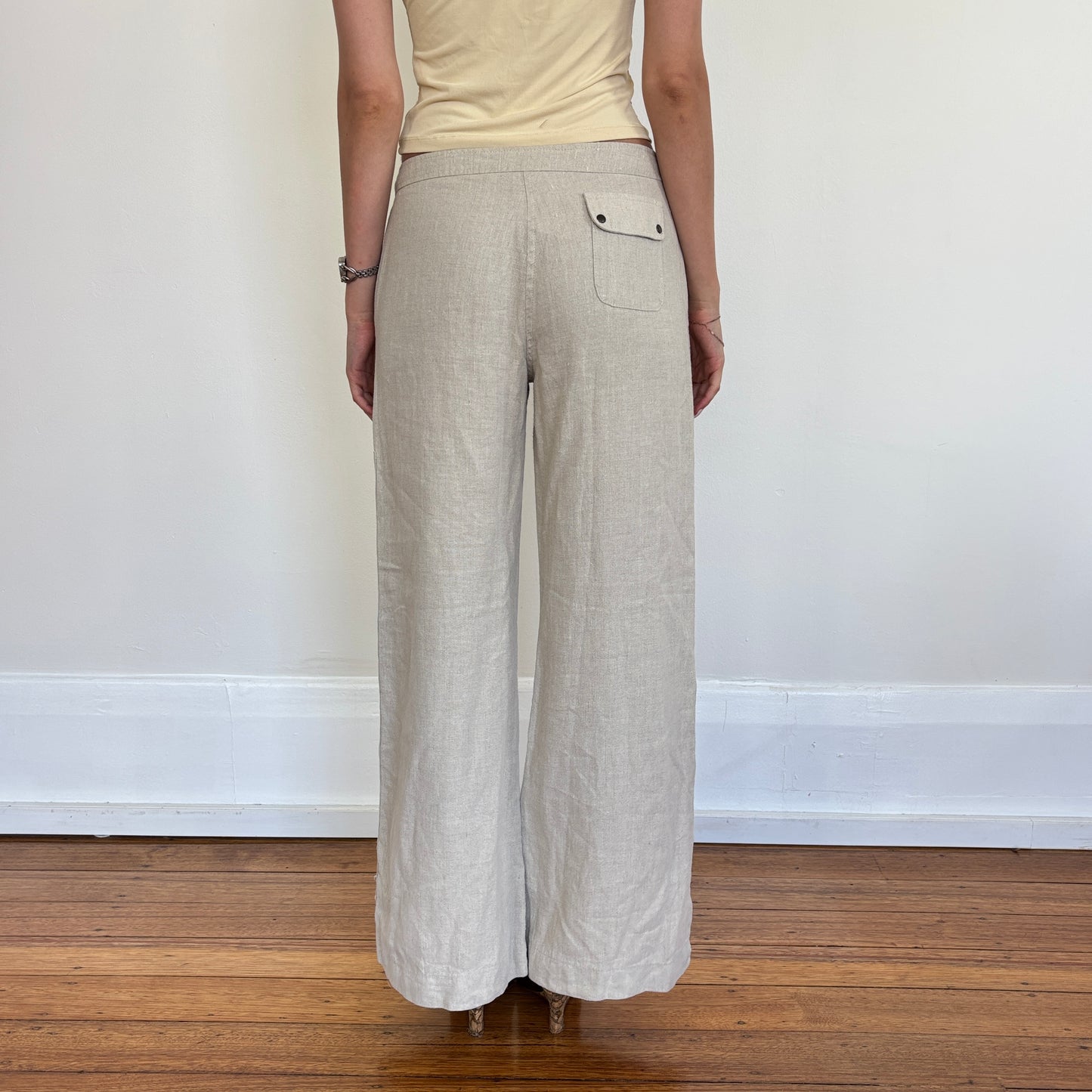 Italian linen wide leg pants - S