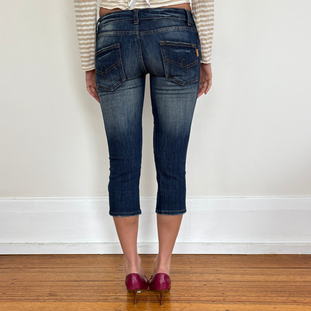Diamanté denim capris - XS