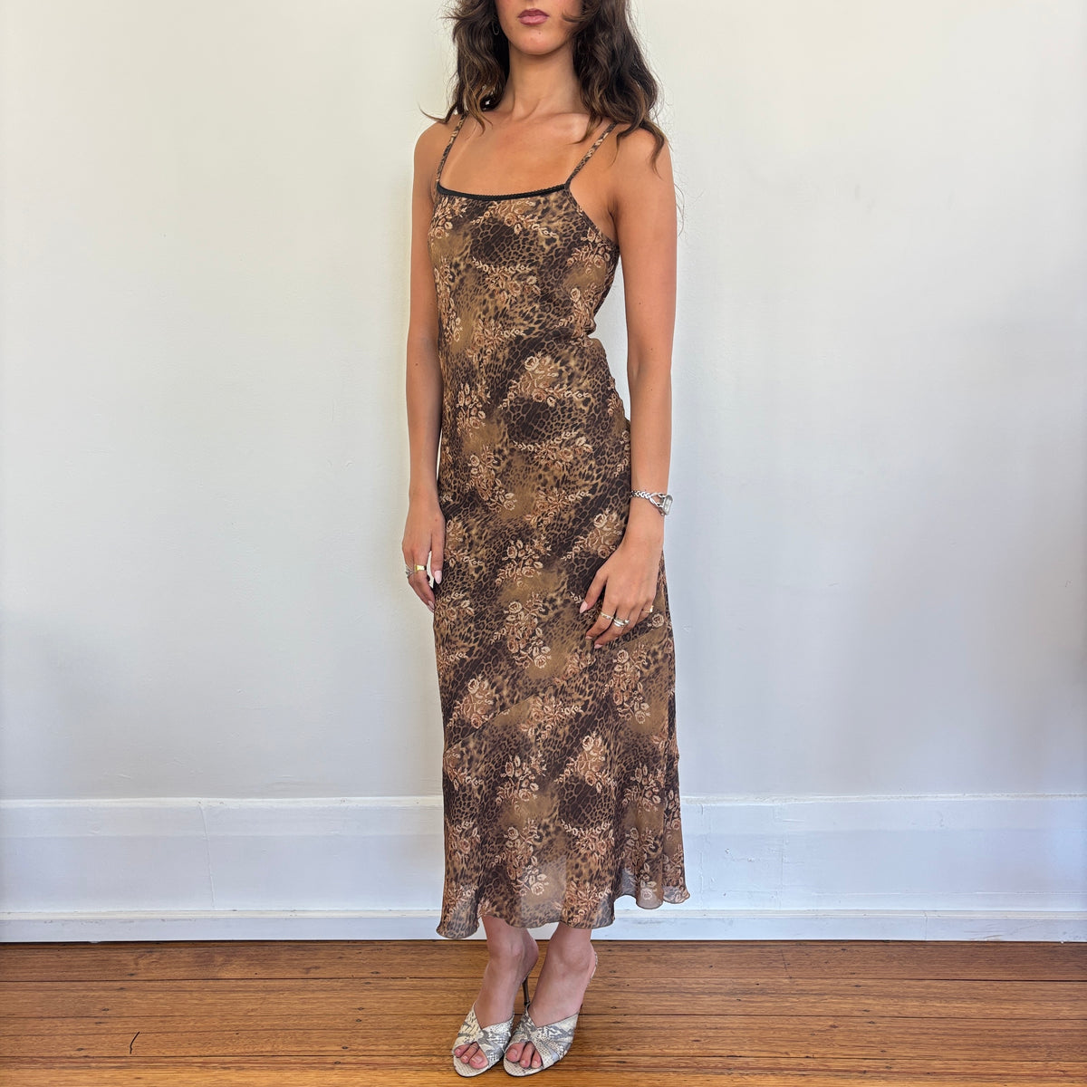 Italian leopard maxi dress - M