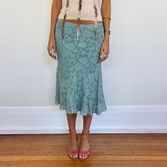 Silk beaded midi skirt - M
