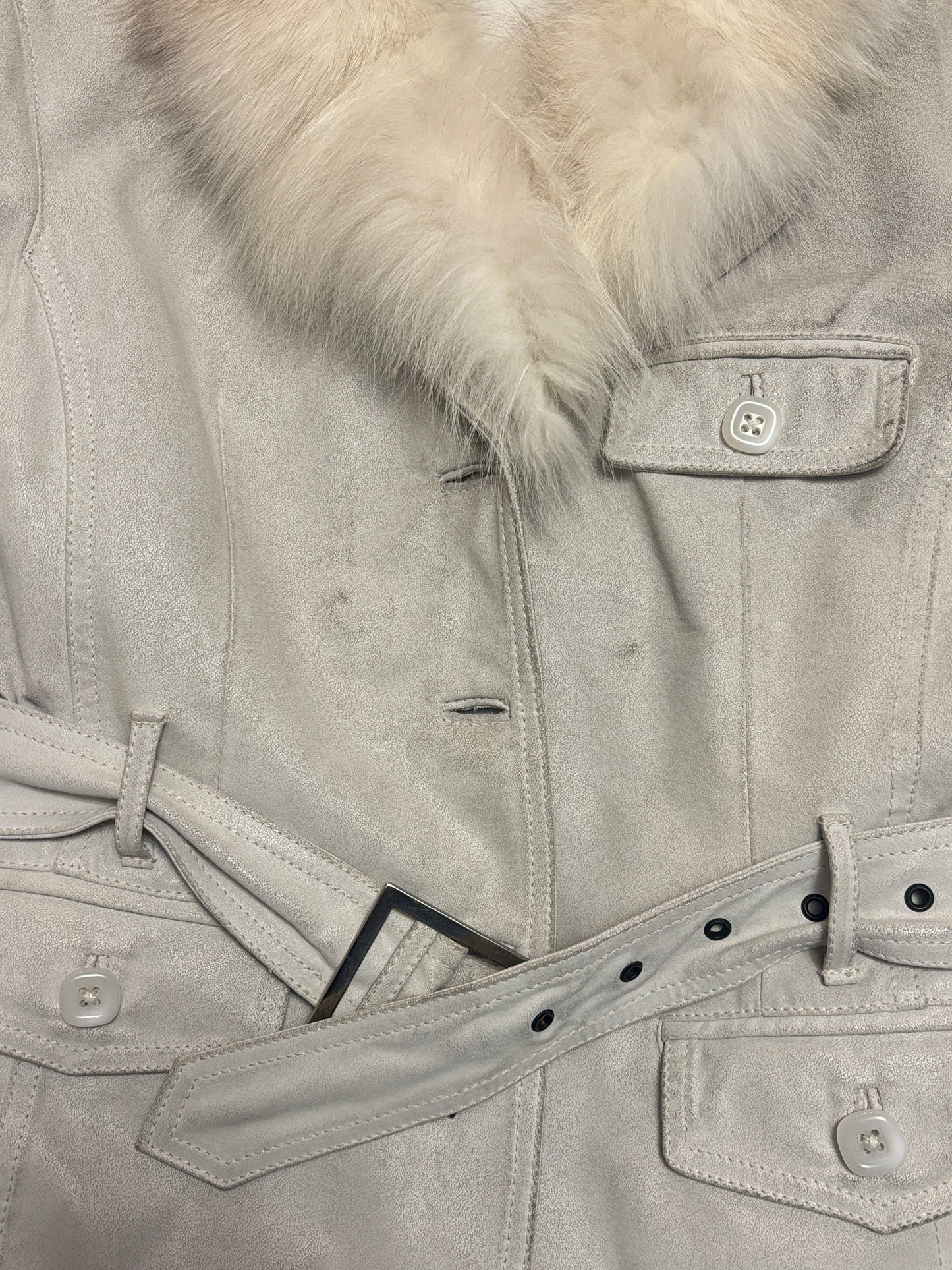 Italian leather jacket fur collar - M