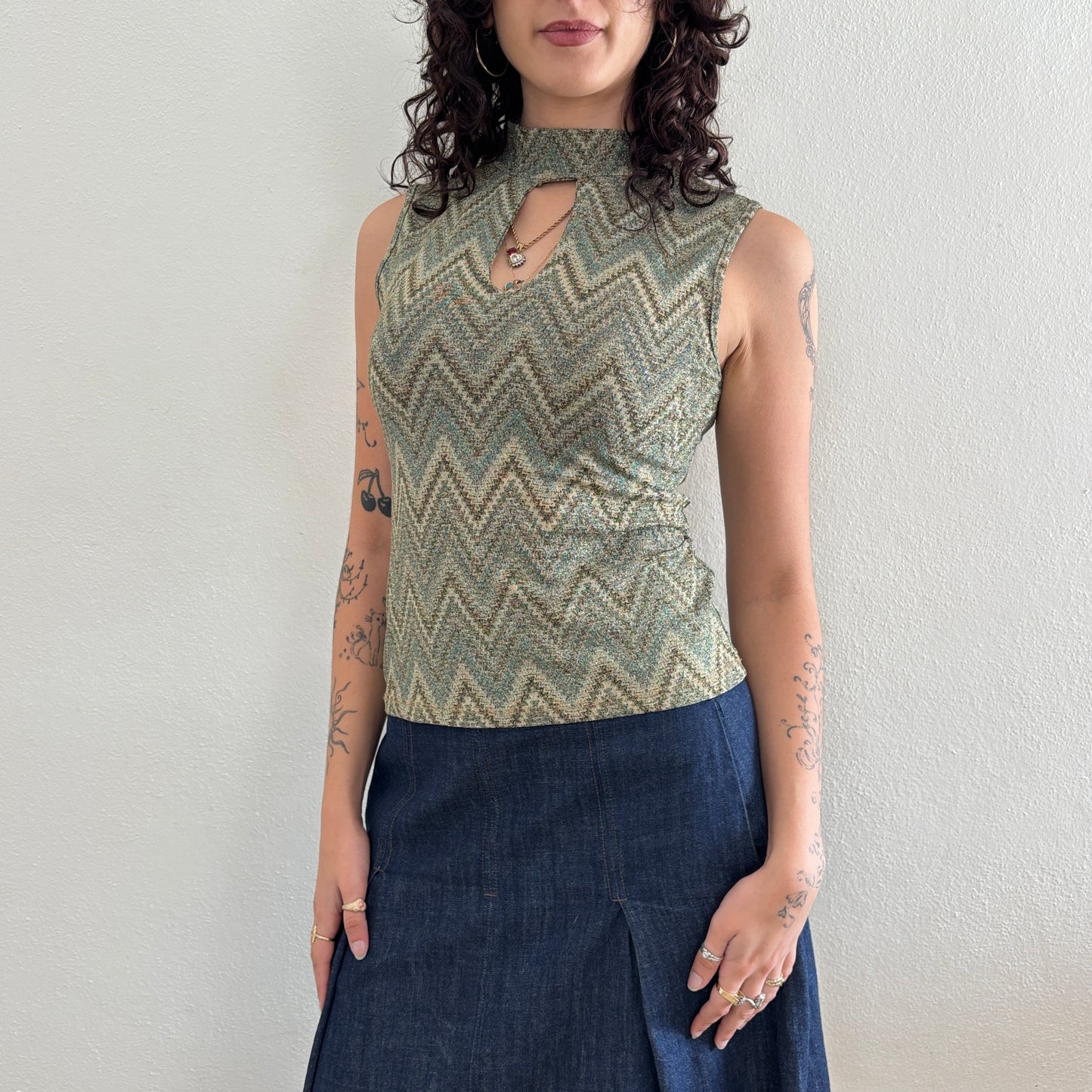 Green sparkly top - S/M