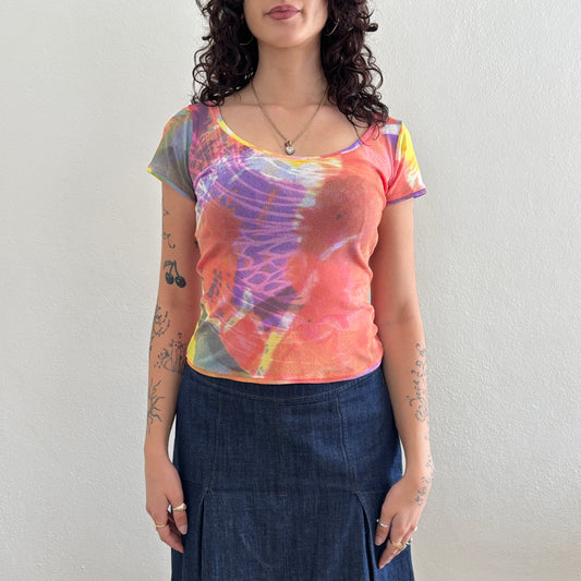 Graphic mesh top - M