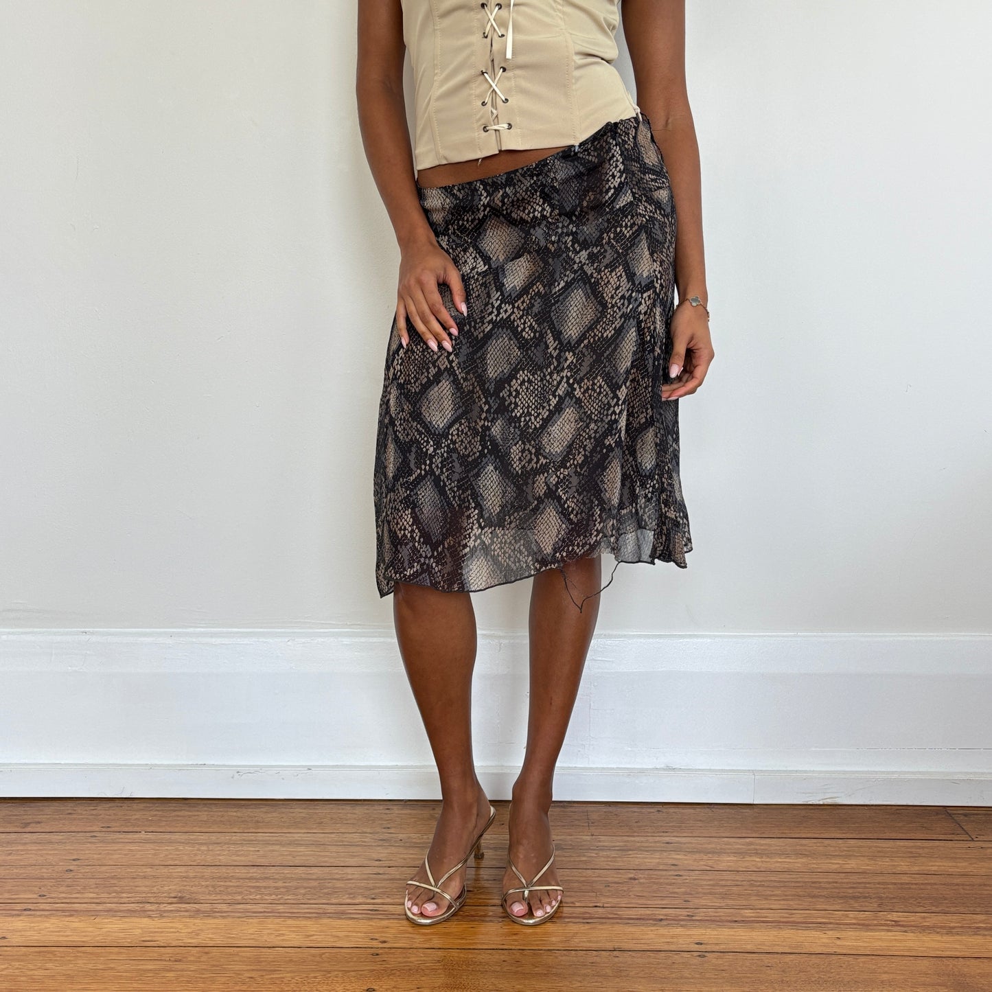 Italian snake print midi skirt - XS