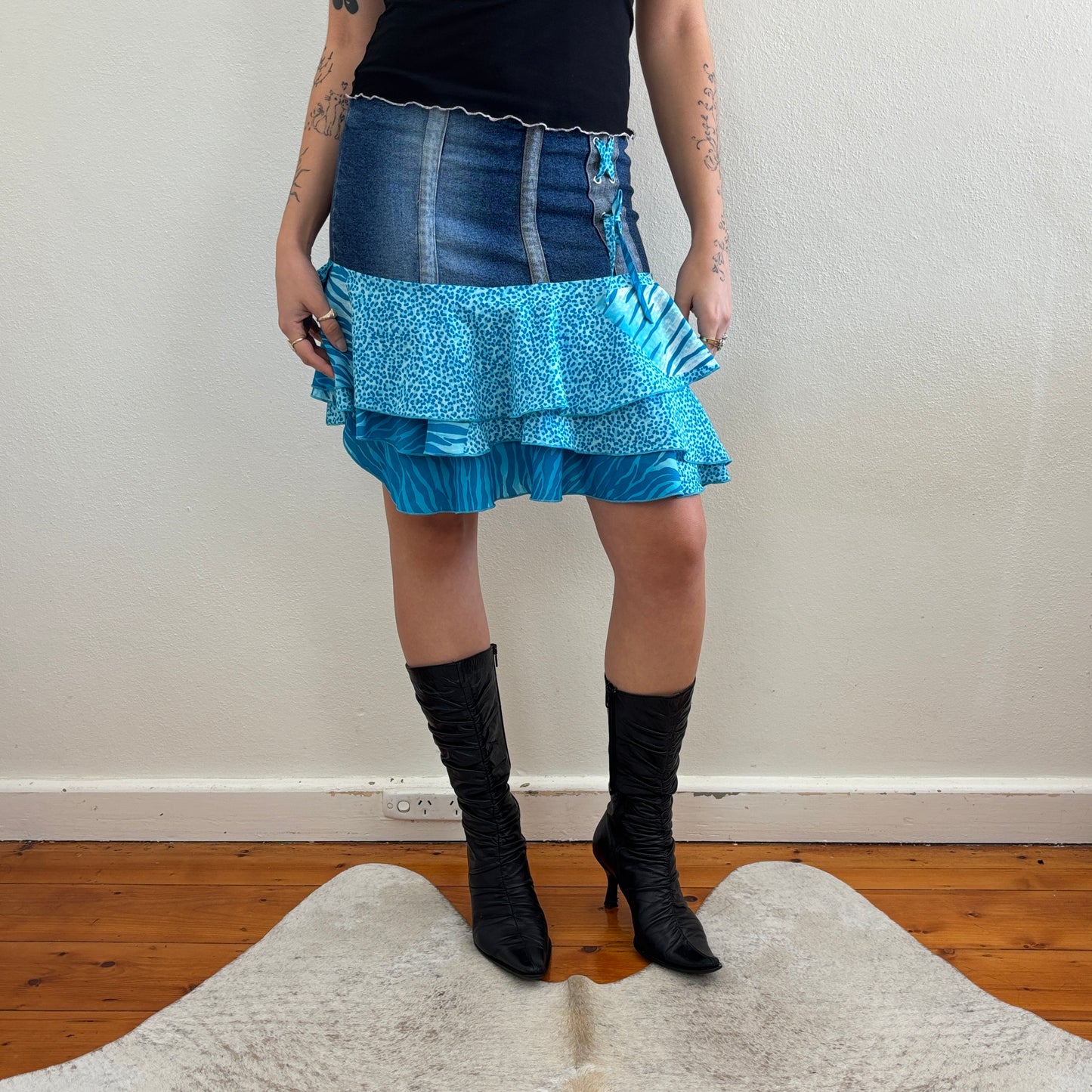 Denim animal print skirt - XS/S