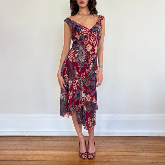 Floral midi dress - M