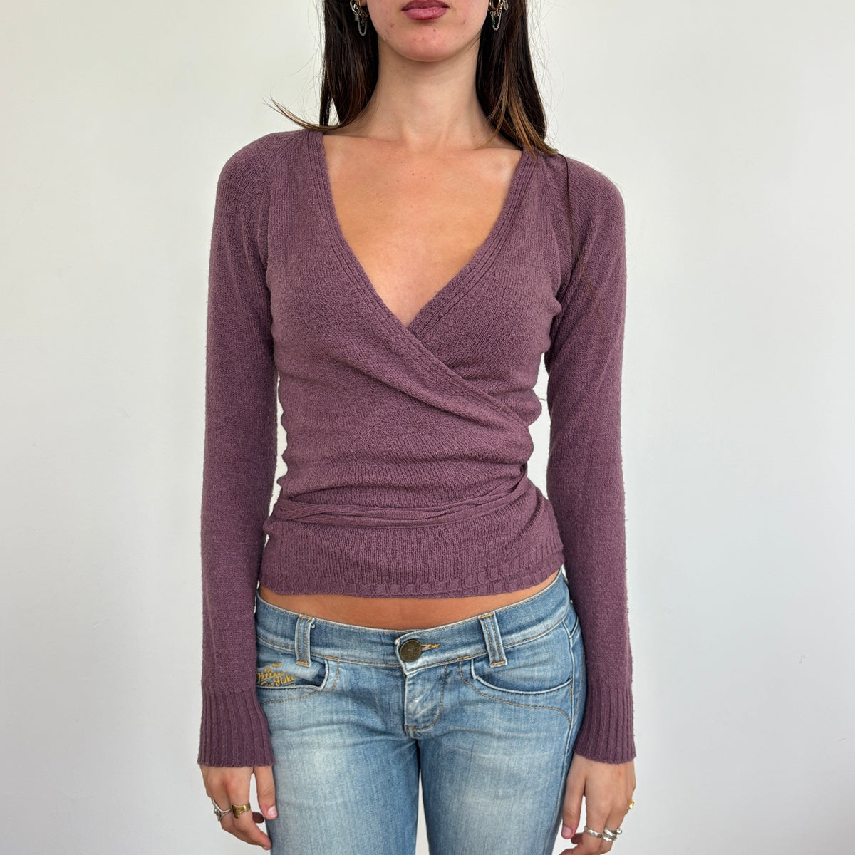 Italian soft purple wrap knit - S
