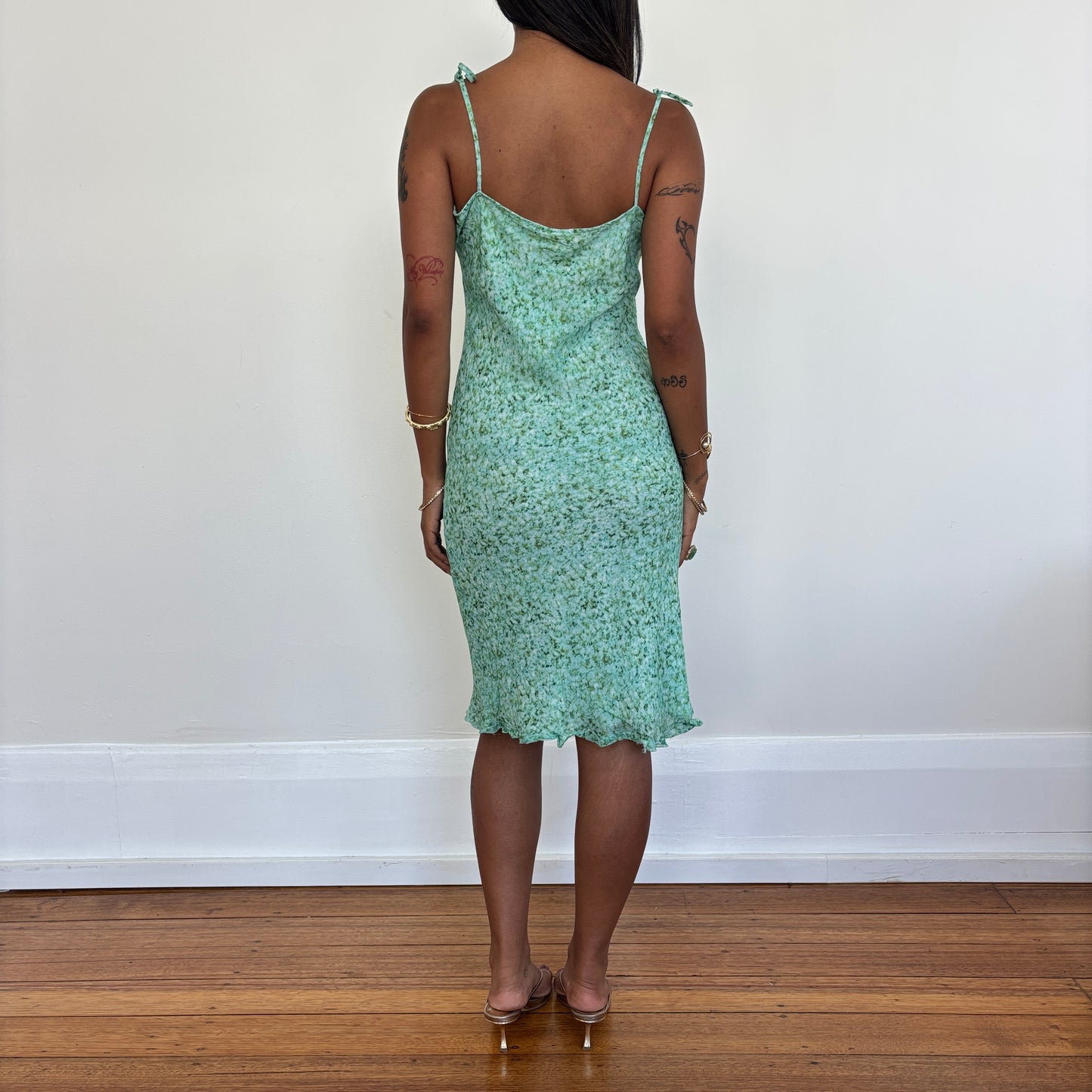 Aqua floral midi dress - XS/S