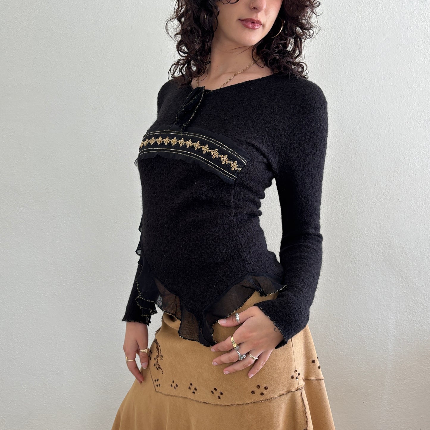 Black knit jumper - S