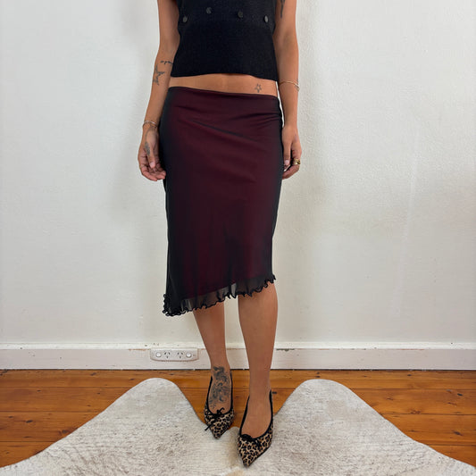 Asymmetric mesh midi skirt - XS/S
