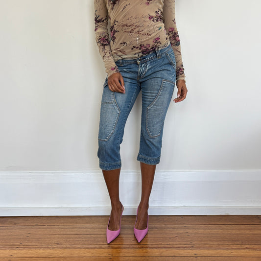 Low rise denim capris - XS