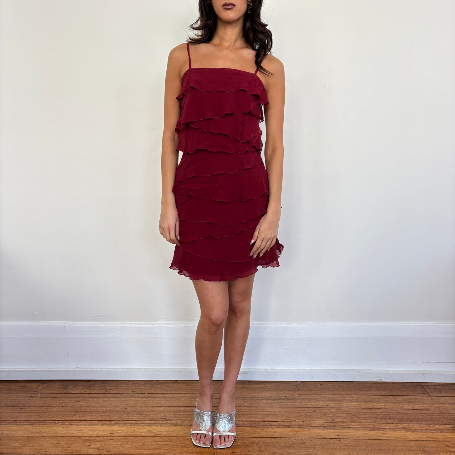 Italian silk ruffle dress - S/M