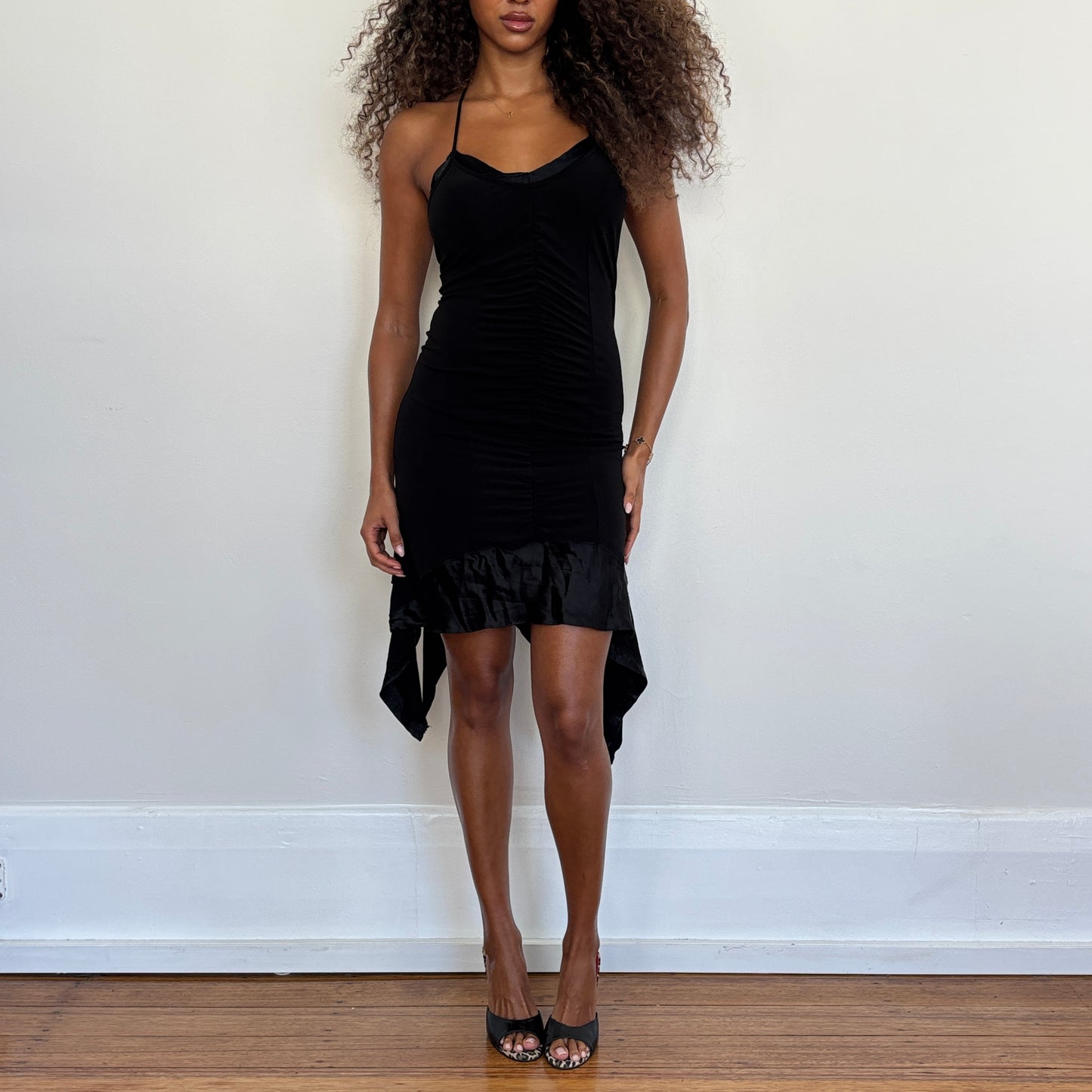 Italian black ruched dress - XS/S