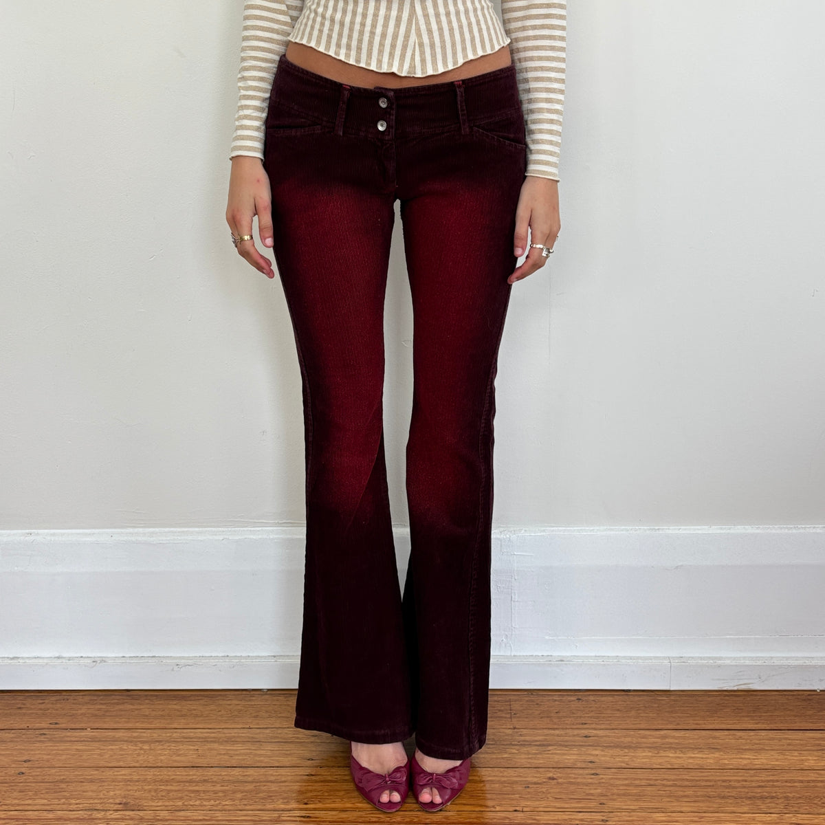 Italian red corduroy flares - XS