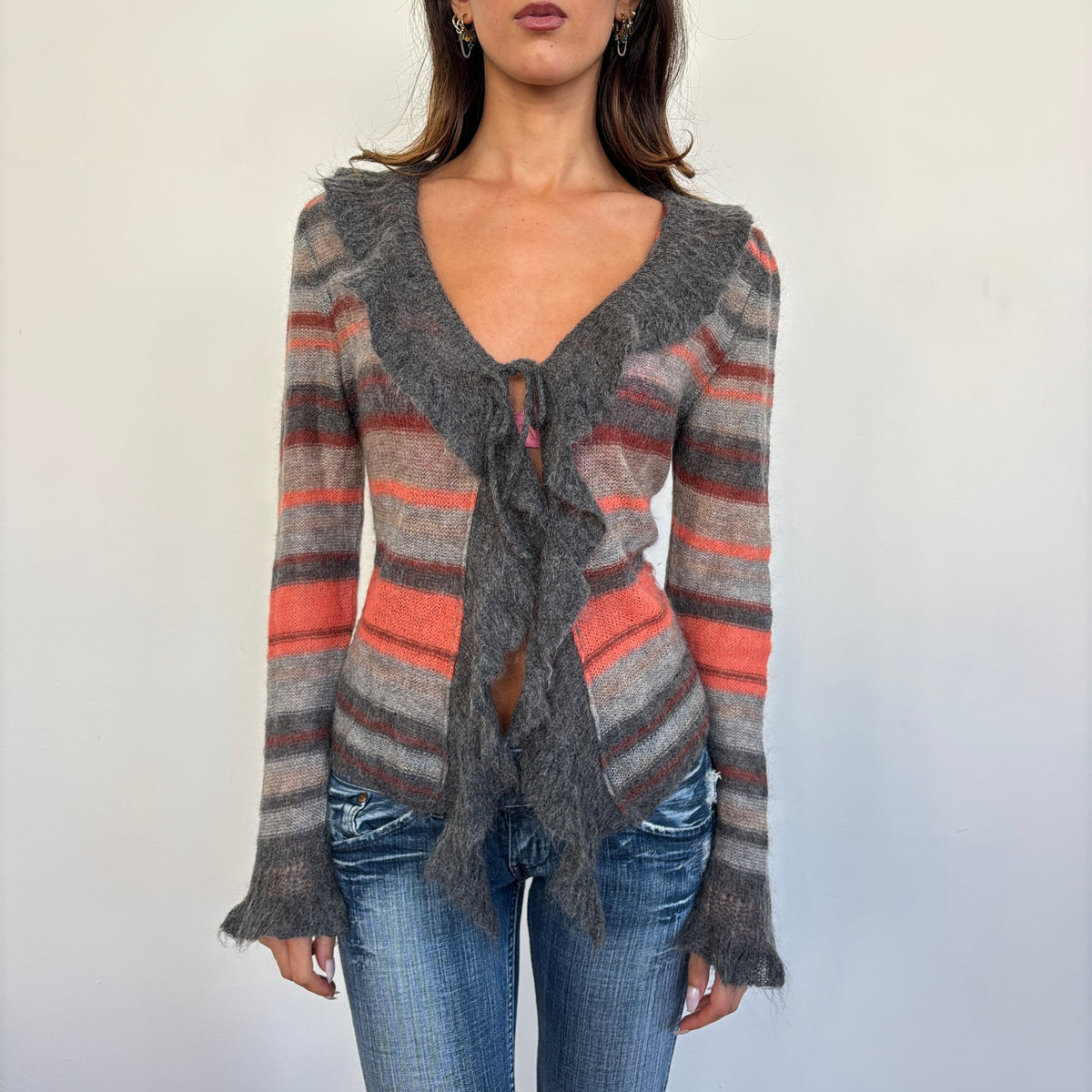 Italian striped ruffle knit - M/L