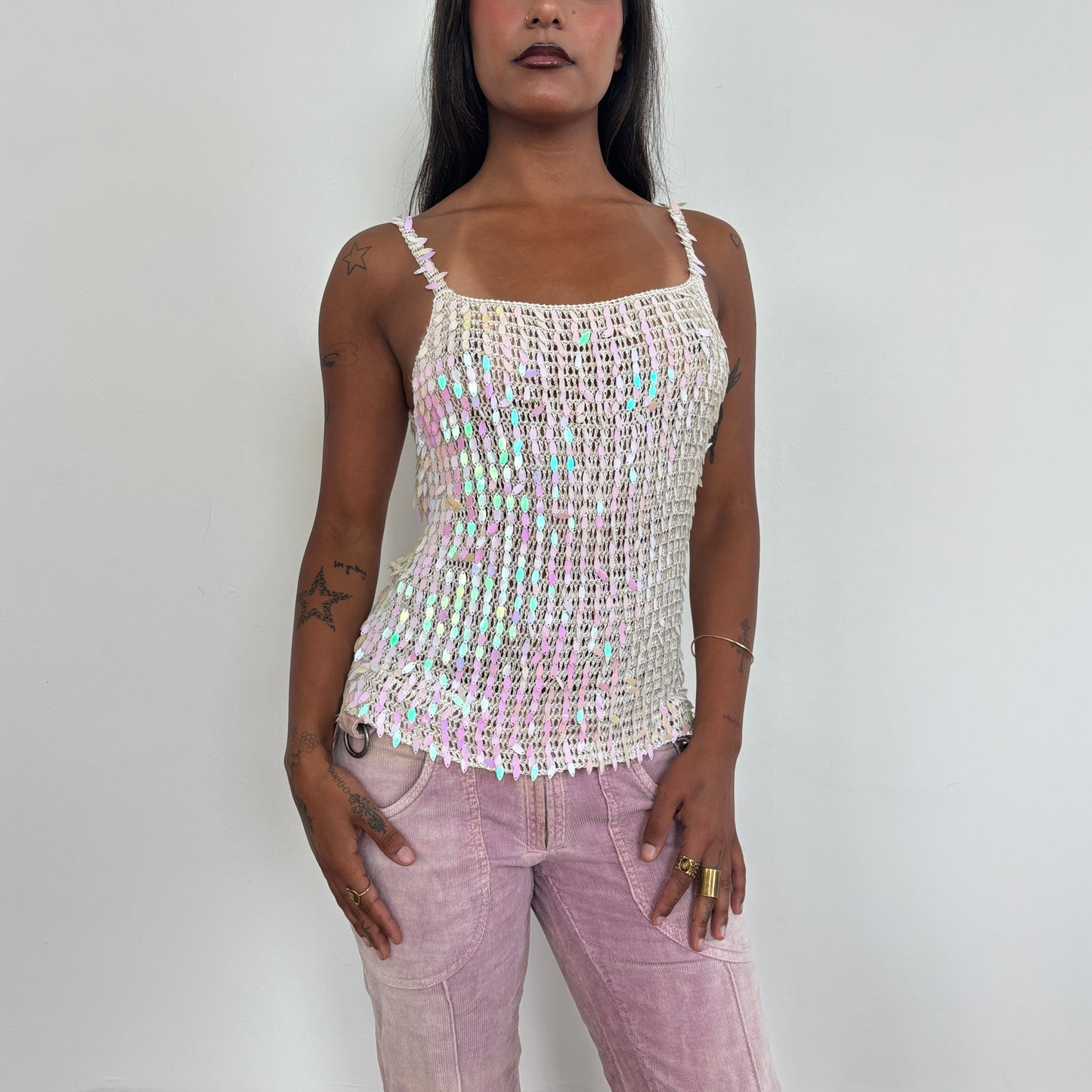 Cream sequin cami - S/M