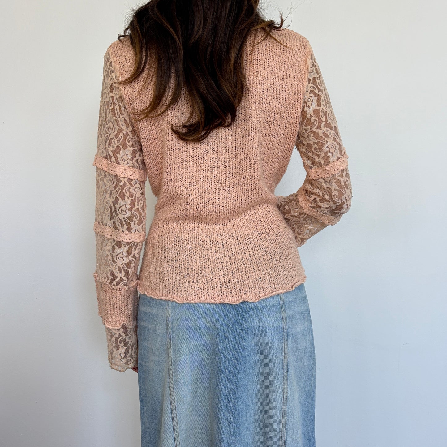 soft peach knit jumper - L