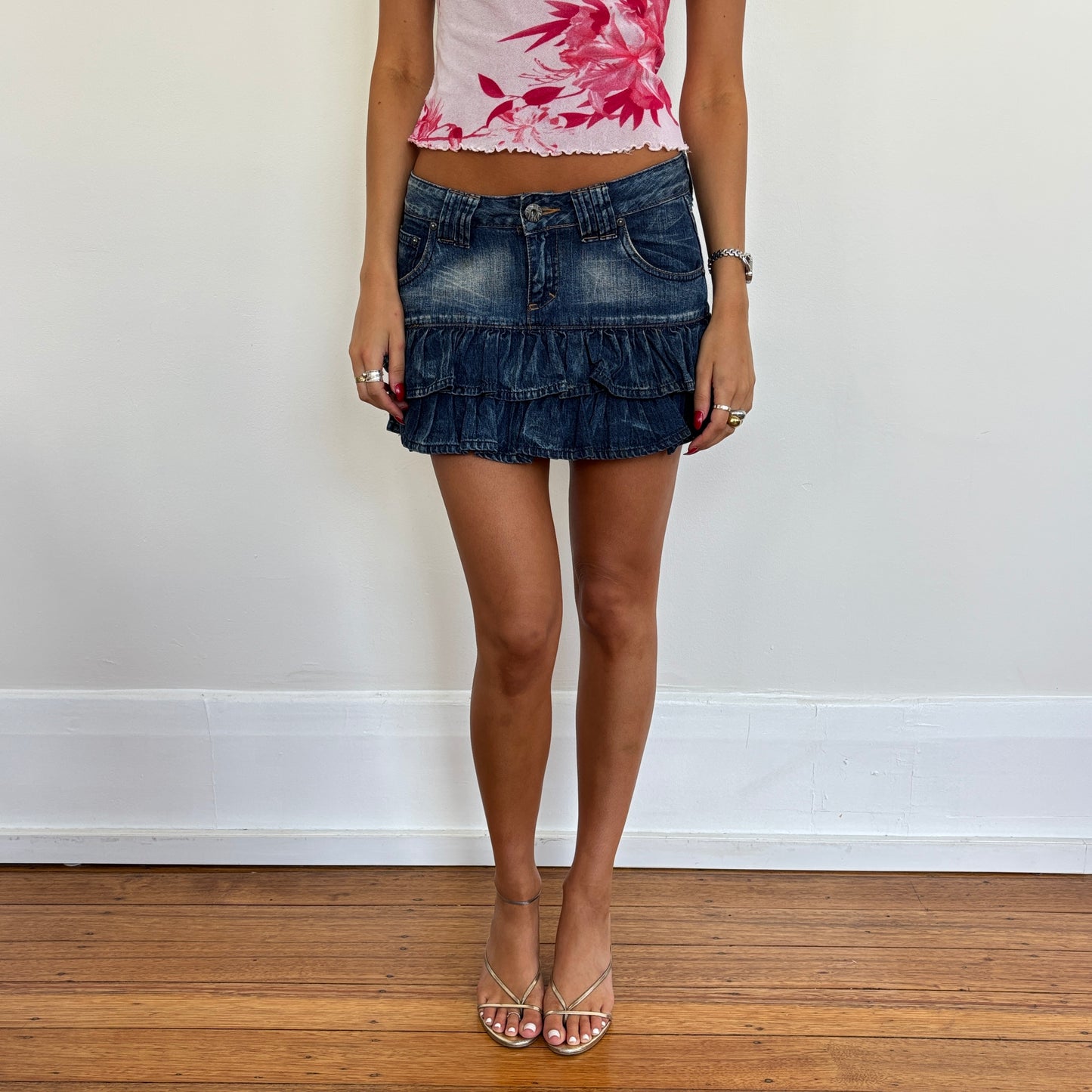 Denim ruffle mini skirt - XS/S