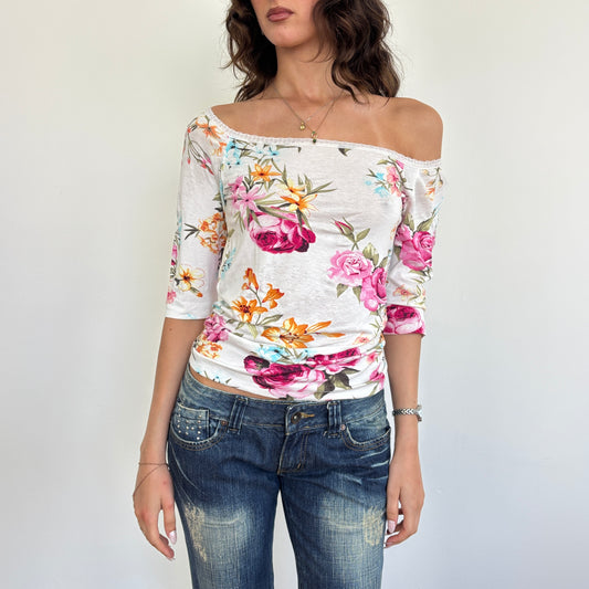 Floral 3/4 sleeve top - S/M