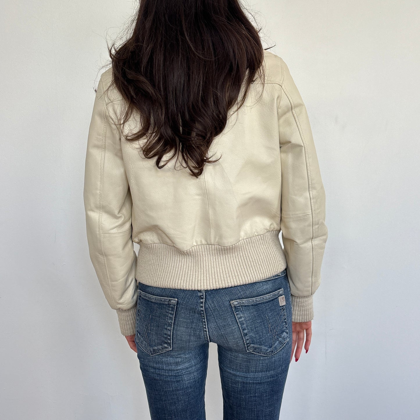 Beige leather jacket - S/M