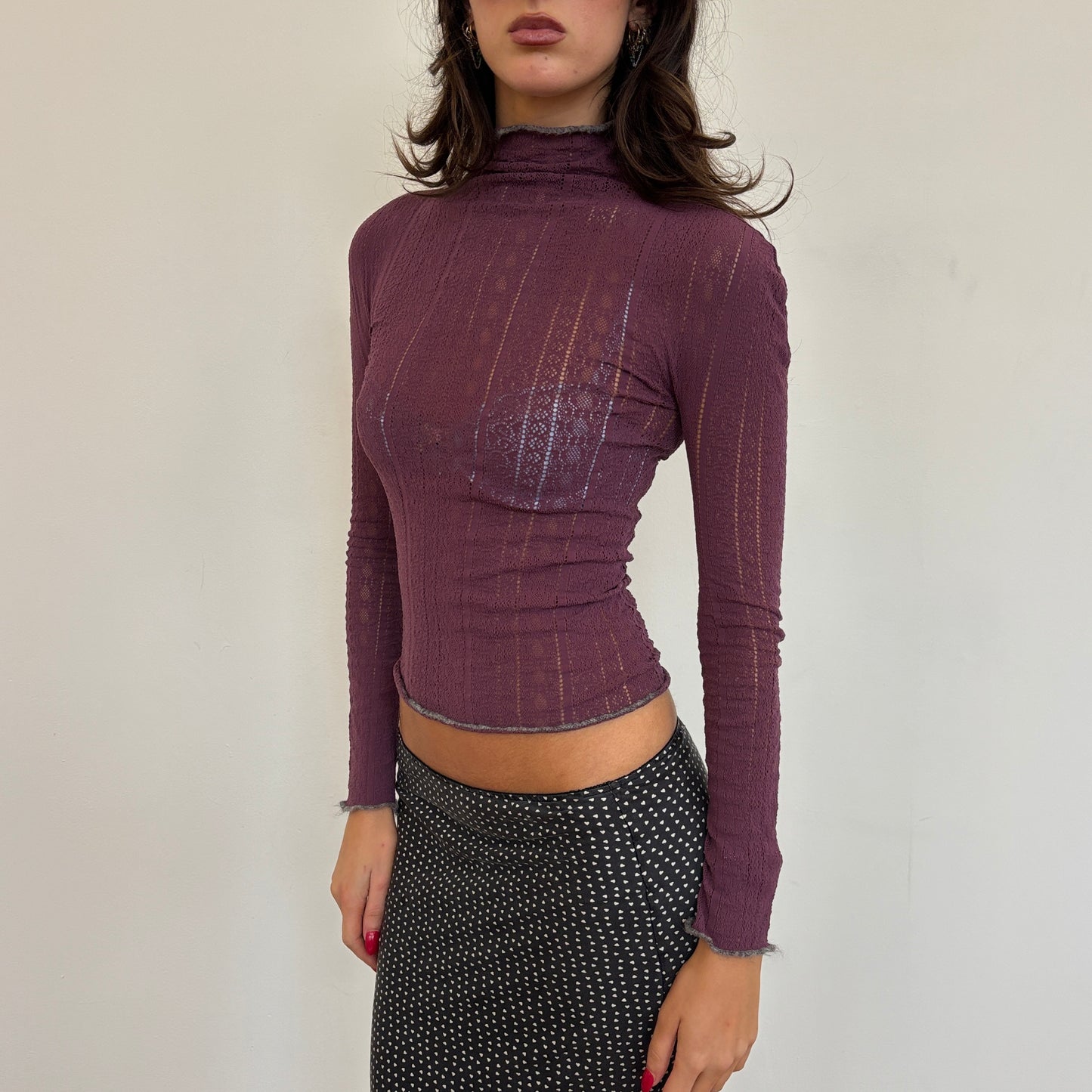 Purple lace long sleeve - XS