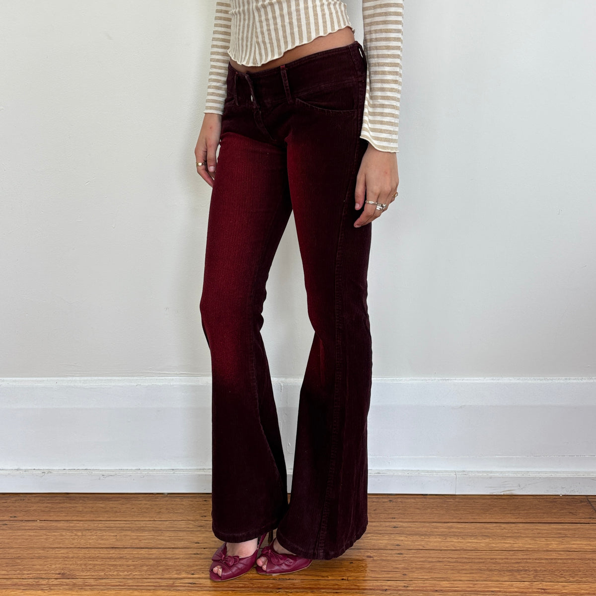Italian red corduroy flares - XS
