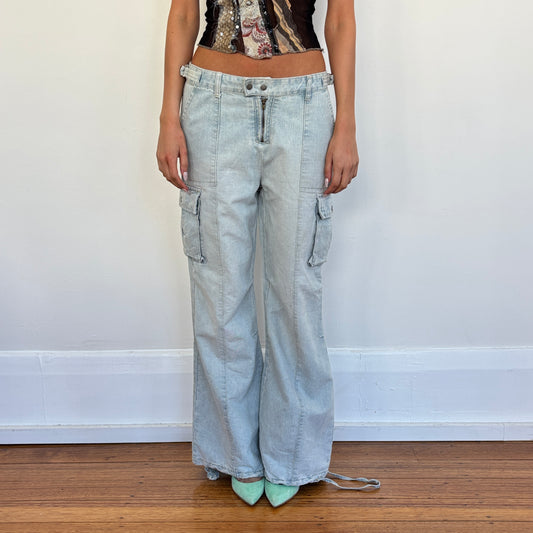 Lightwash cargo jeans - S