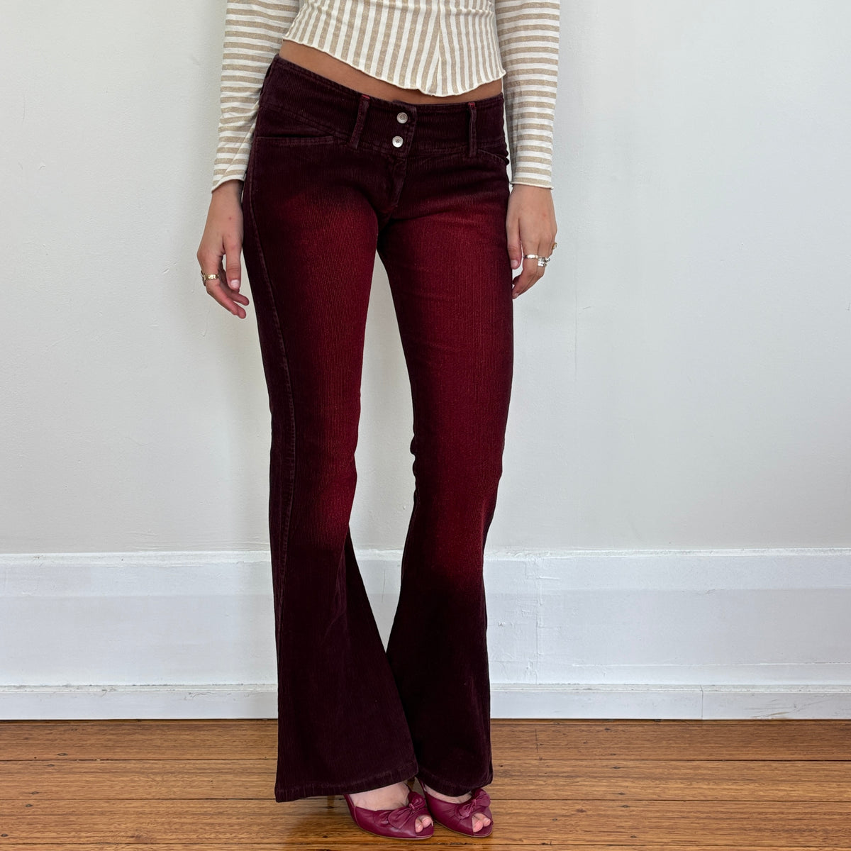 Italian red corduroy flares - XS