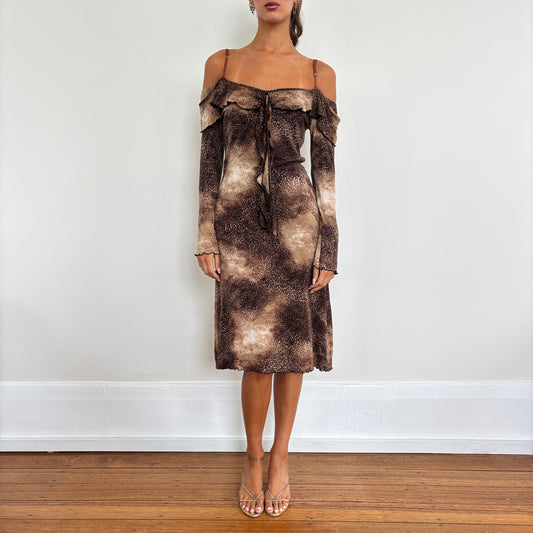 Italian leopard off shoulder dress - S/M