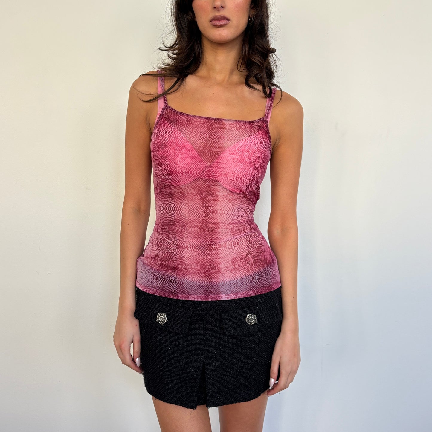 Italian pink mesh cami - S/M
