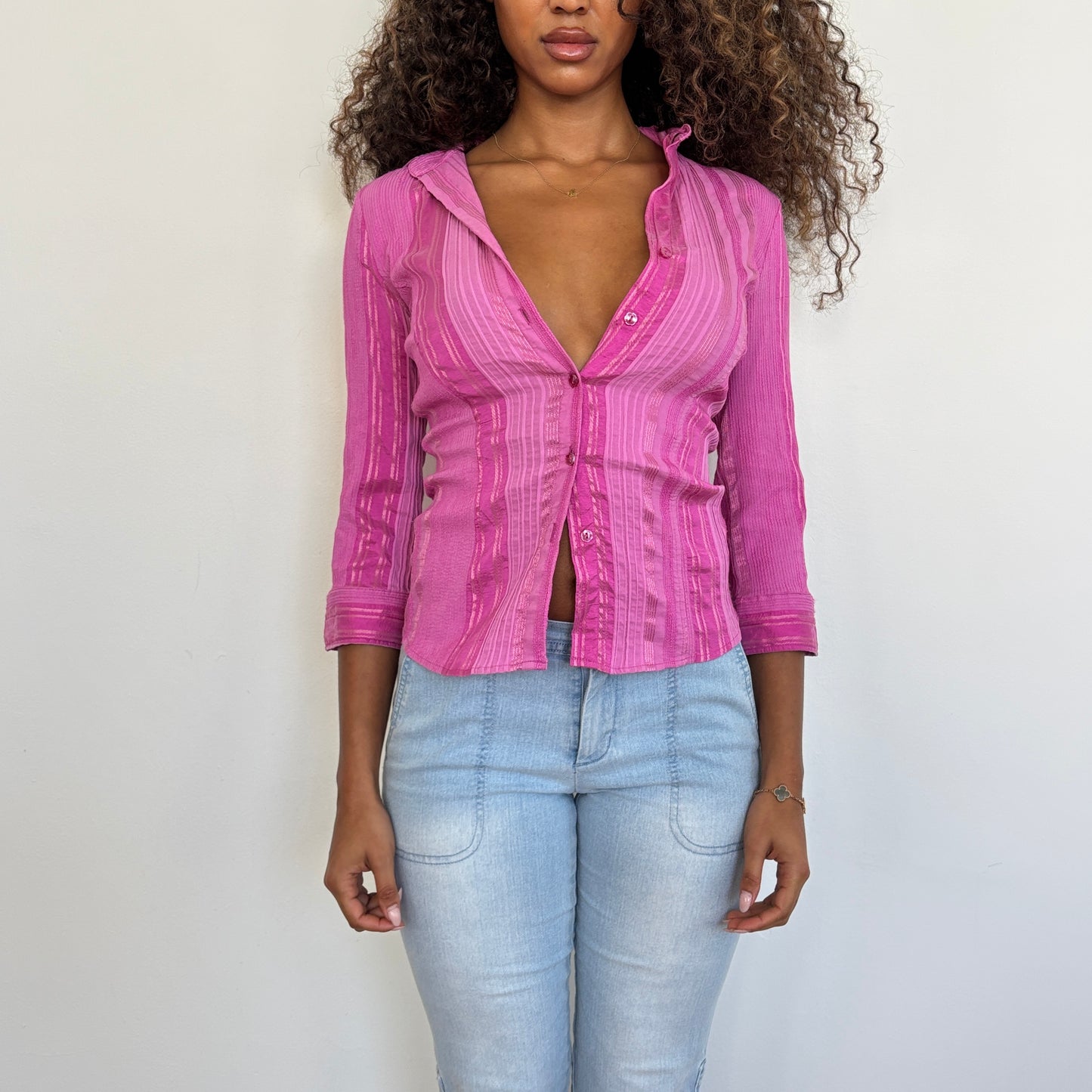 Pink 3/4 sleeve shirt - S