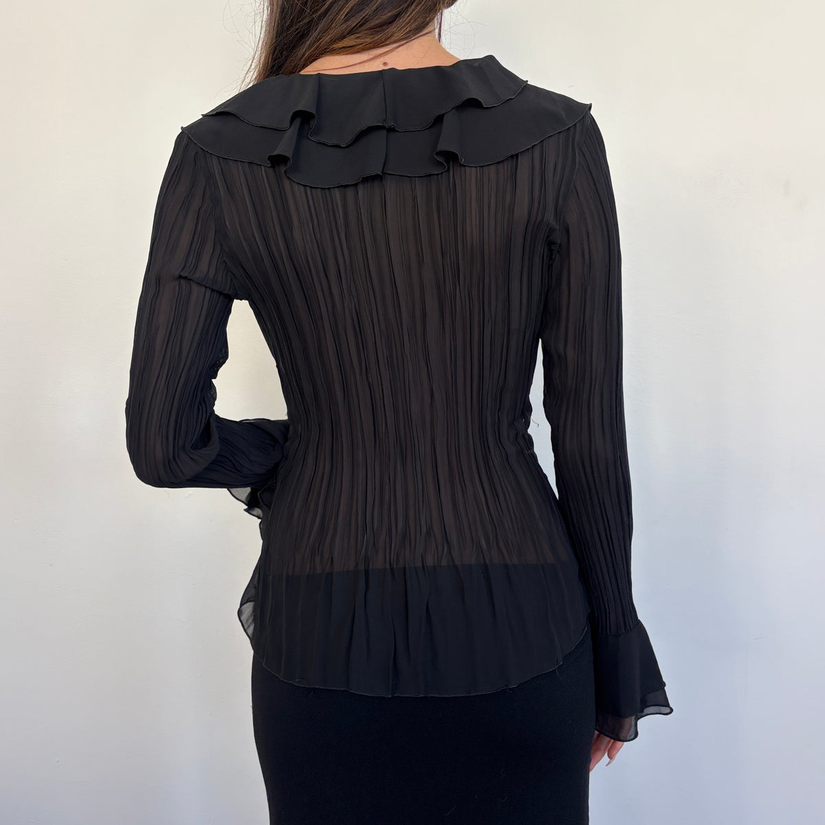 Silk ruffle top - S/M