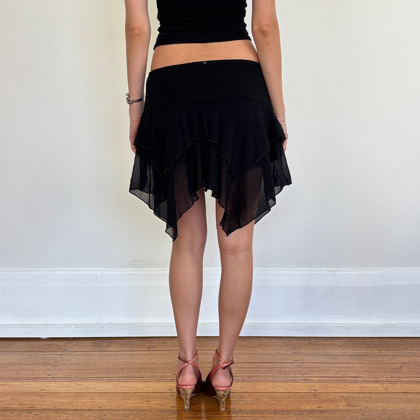 Italian black mesh mini skirt - S