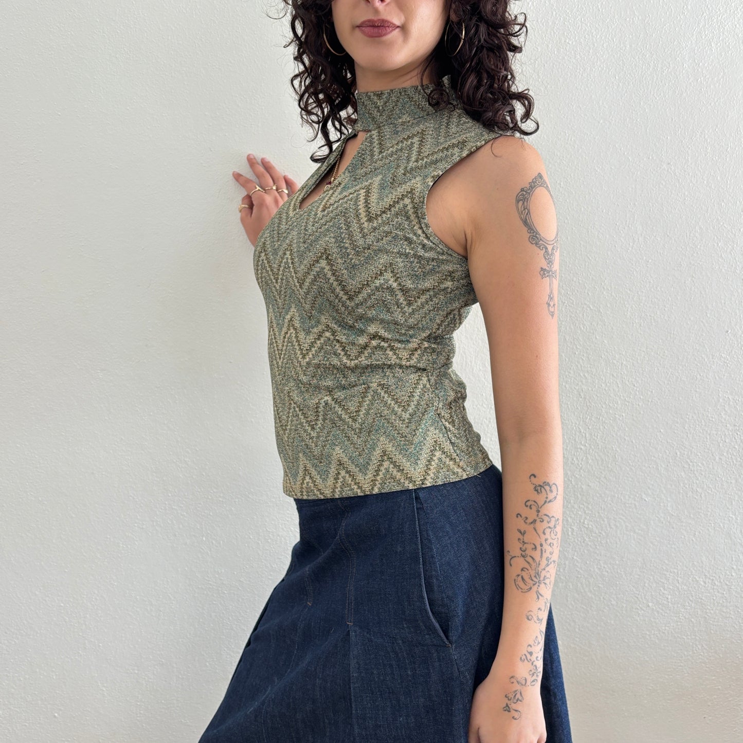 Green sparkly top - S/M