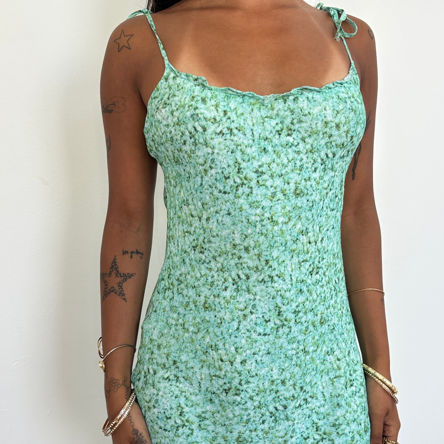 Aqua floral midi dress - XS/S