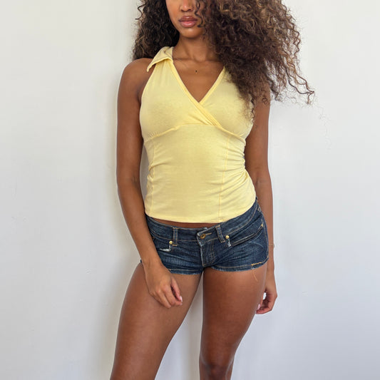 Yellow v neck top - S/M