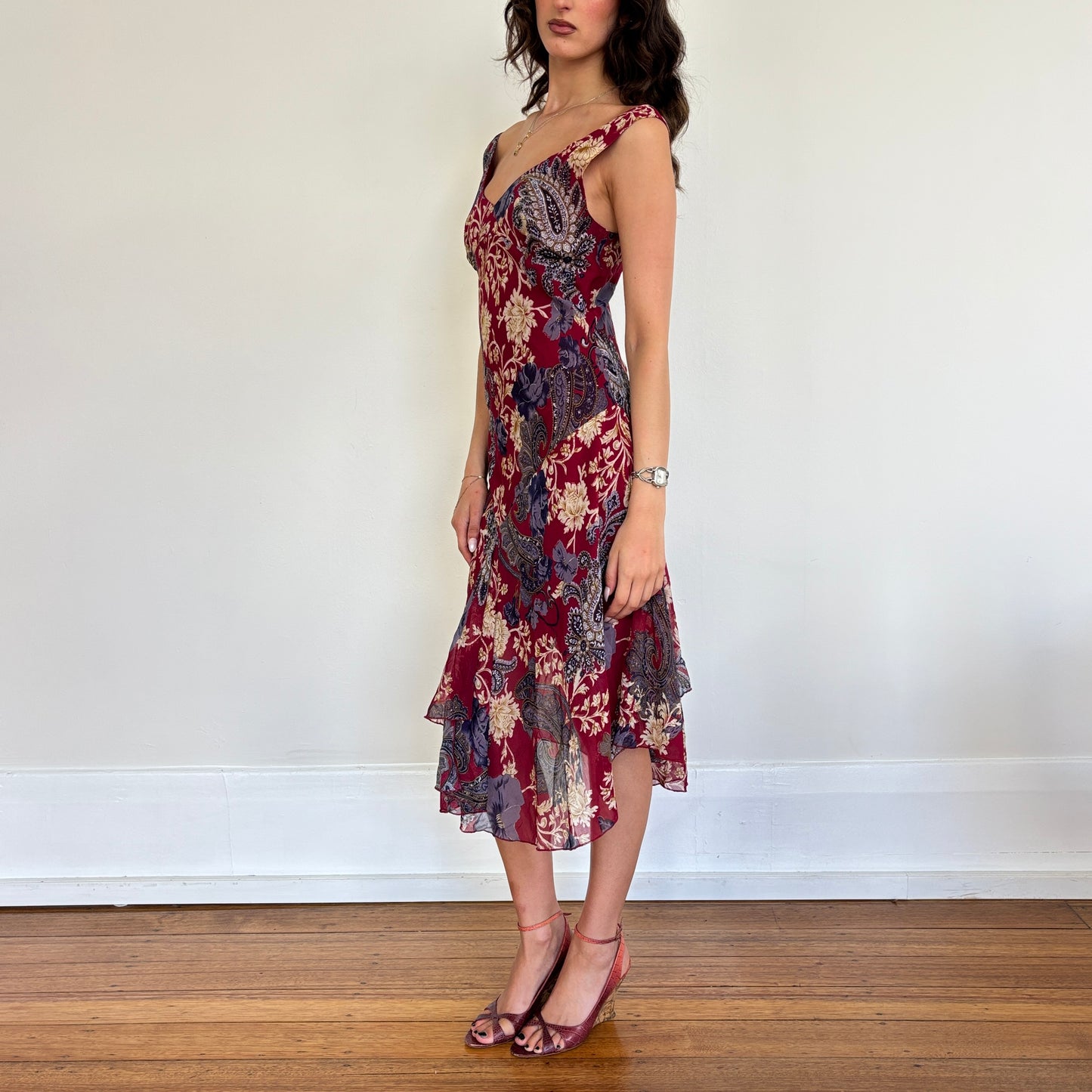 Floral midi dress - M